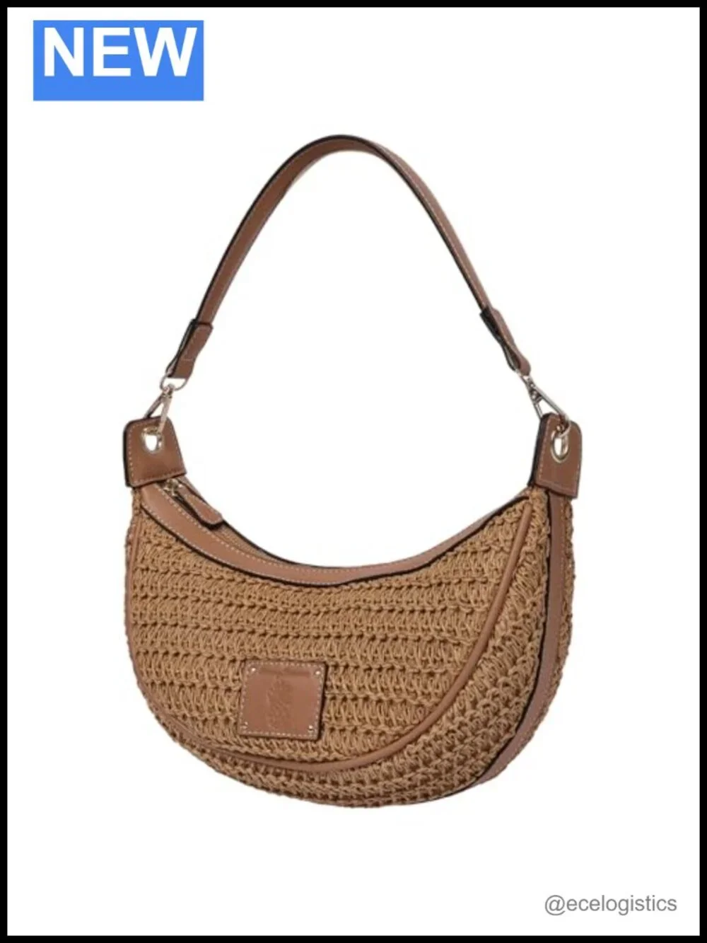 Woven Hobo Bag with Gold Hardware Adjustable Shoulder Strap